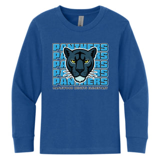 Maplewood Heights Panthers Stacked design on Next Level Apparel Long Sleeve tee in Royal