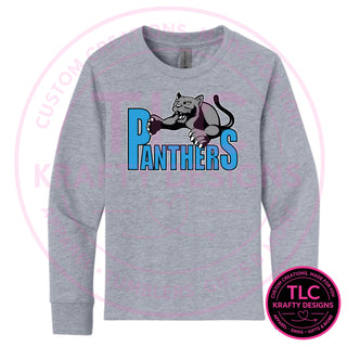 Maplewood Heights Panthers Leaping Panther design on Next Level Apparel Long Sleeve tee in Heather Gray