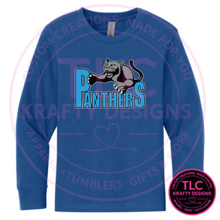 Maplewood Heights Panthers Leaping Panther design on Next Level Apparel Long Sleeve tee in Royal
