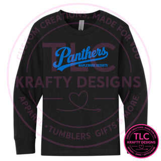 Maplewood Heights Panthers Script design on Next Level Apparel Long Sleeve tee in Black