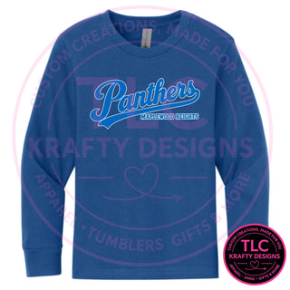 Maplewood Heights Panthers Script design on Next Level Apparel Long Sleeve tee in Royal