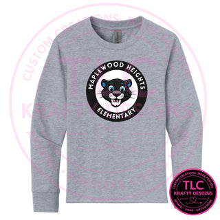Maplewood Heights Panthers Badge design on Next Level Apparel Long Sleeve tee in Heather Gray