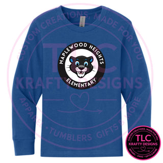 Maplewood Heights Panthers Badge design on Next Level Apparel Long Sleeve tee in Royal