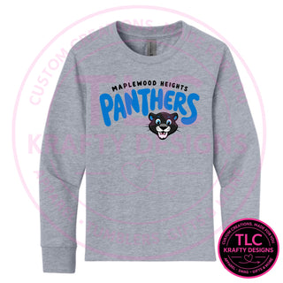 Maplewood Heights Panthers Bubble design on Next Level Apparel Long Sleeve tee in Heather Gray