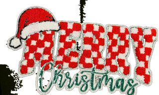 Merry Christmas Chenille Patch close-up