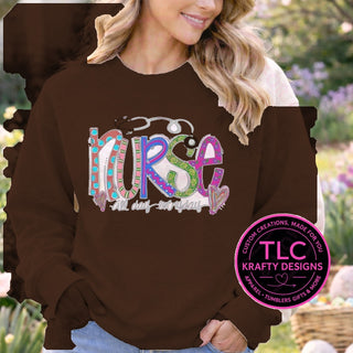 MED1 medical design on dark chocolate brown apparel