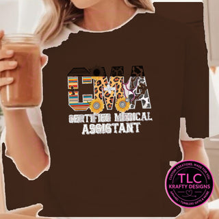 MED2 medical design on dark chocolate brown apparel