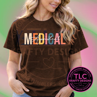 MED4 medical design on dark chocolate brown apparel