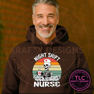 MED5 medical design on dark chocolate brown apparel