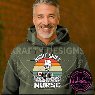 MED5 medical design on heathered military green apparel