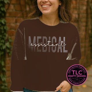 MED6 medical design on dark chocolate brown apparel
