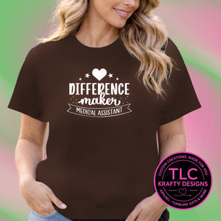 MED8 medical design on dark chocolate brown apparel