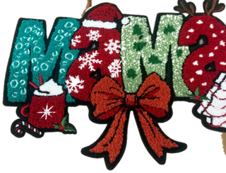 Mama Christmas Chenille Patch close-up