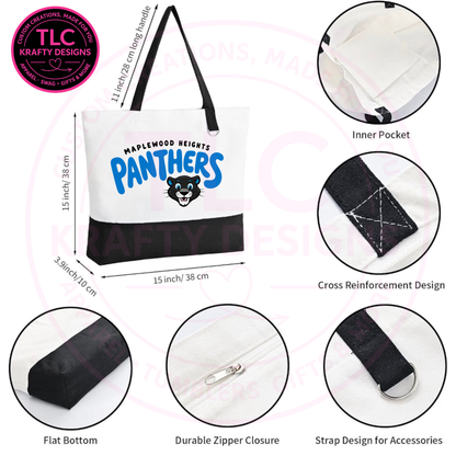Maplewood Heights Panthers Zippered Canvas Tote Bag – School Spirit Bag