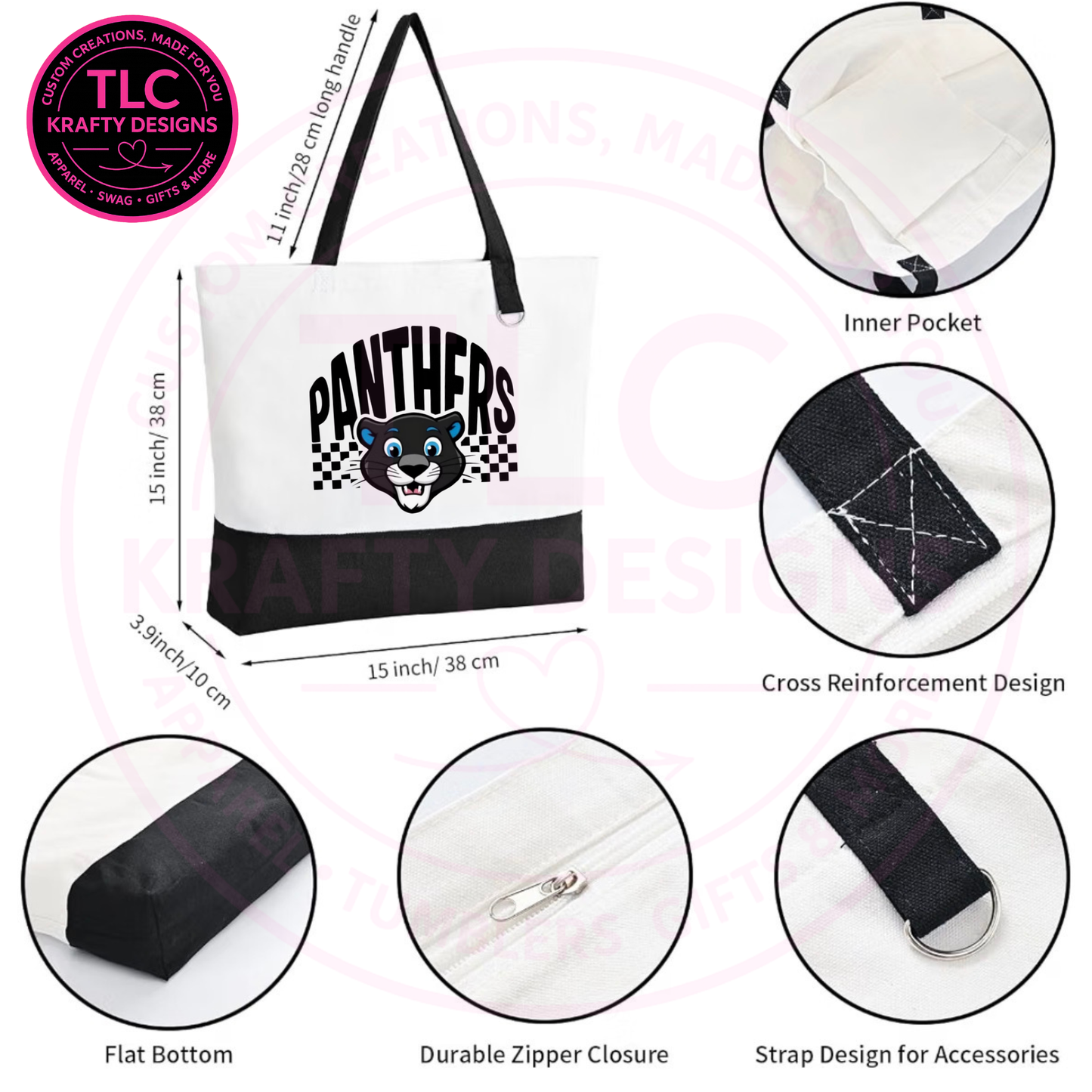 Maplewood Heights Panthers Zippered Canvas Tote Bag – School Spirit Bag