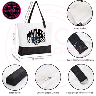 Maplewood Heights Panthers Zippered Canvas Tote Bag – School Spirit Bag