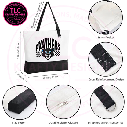 Maplewood Heights Panthers Zippered Canvas Tote Bag – School Spirit Bag
