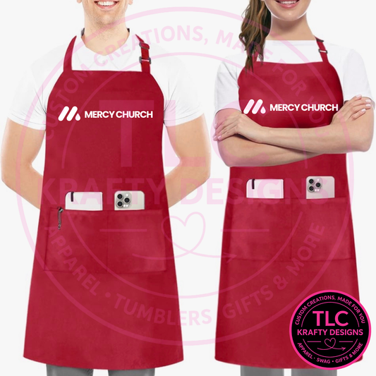Mercy Church Custom Logo Apron – Personalized Business Bib Apron with Pockets