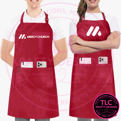 Mercy Church Custom Logo Apron – Personalized Business Bib Apron with Pockets