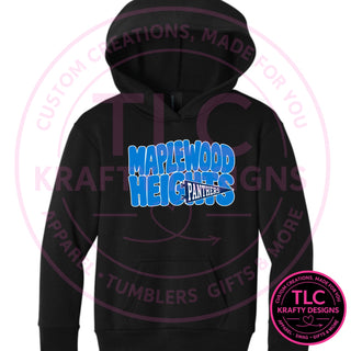 Maplewood Heights Panthers Pennant design on Port & Company Easy Fleece hoodie in Jet Black