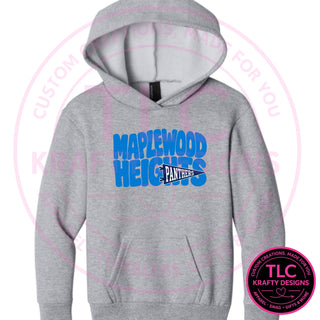 Maplewood Heights Panthers Pennant design on Port & Company Easy Fleece hoodie in Athletic Heather