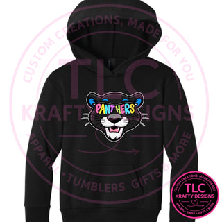 Maplewood Heights Panthers Sunglasses design on Port & Company Easy Fleece hoodie in Jet Black