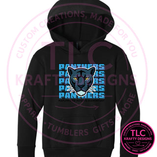 Maplewood Heights Panthers Stacked design on Port & Company Easy Fleece hoodie in Jet Black