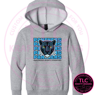 Maplewood Heights Panthers Stacked design on Port & Company Easy Fleece hoodie in Athletic Heather