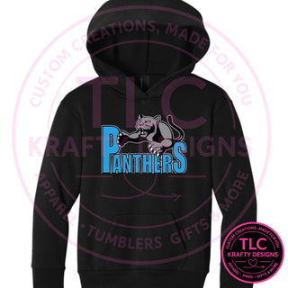 Maplewood Heights Panthers Leaping Panther design on Port & Company Easy Fleece hoodie in Jet Black