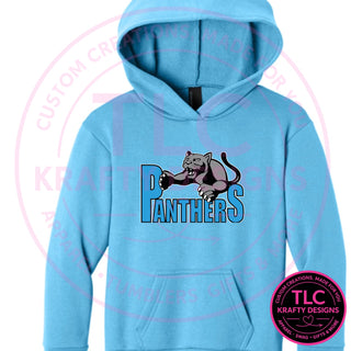 Maplewood Heights Panthers Leaping Panther design on Port & Company Easy Fleece hoodie in Aquatic Blue