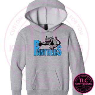 Maplewood Heights Panthers Leaping Panther design on Port & Company Easy Fleece hoodie in Athletic Heather