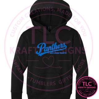 Maplewood Heights Panthers Script design on Port & Company Easy Fleece hoodie in Jet Black