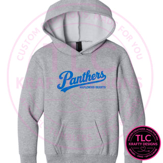 Maplewood Heights Panthers Script design on Port & Company Easy Fleece hoodie in Athletic Heather