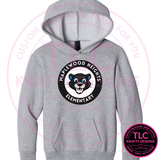 Maplewood Heights Panthers Badge design on Port & Company Easy Fleece hoodie in Athletic Heather