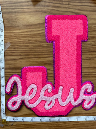Pink J Jesus Chenille Patch – Faith Iron-On / Sew-On Applique