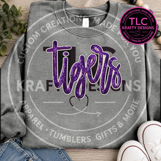 Tigers sequin patch shirt on gravel gray crewneck