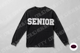 Senior chenille patch on Comfort Colors Long Sleeve in Black