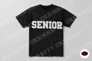 Senior chenille patch on Comfort Colors Tee in Black