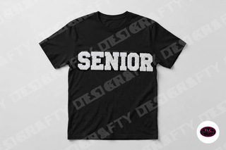 Senior chenille patch on Gildan Tee in Black