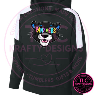 Maplewood Heights Panthers Sunglasses design on Sport-Tek United colorblock hoodie in Black/White