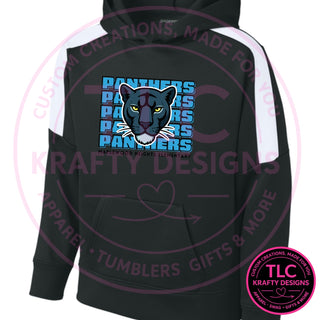 Maplewood Heights Panthers Stacked design on Sport-Tek United colorblock hoodie in Black/White