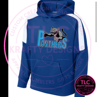 Maplewood Heights Panthers Leaping Panther design on Sport-Tek United colorblock hoodie in True Royal/White