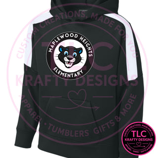 Maplewood Heights Panthers Badge design on Sport-Tek United colorblock hoodie in Black/White