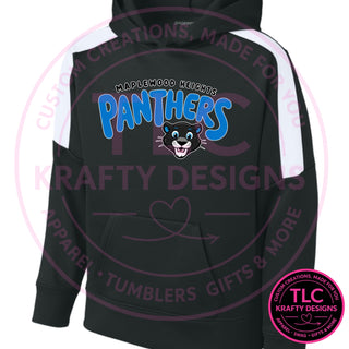 Maplewood Heights Panthers Bubble design on Sport-Tek United colorblock hoodie in Black/White