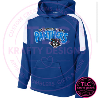 Maplewood Heights Panthers Bubble design on Sport-Tek United colorblock hoodie in True Royal/White