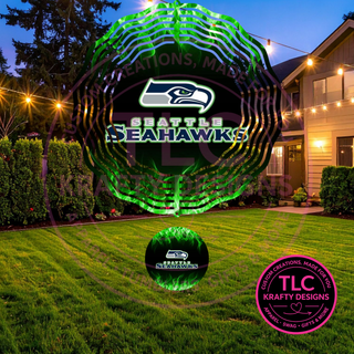 Seattle Football Flame 10” Wind Spinner – Metal Garden Spinner