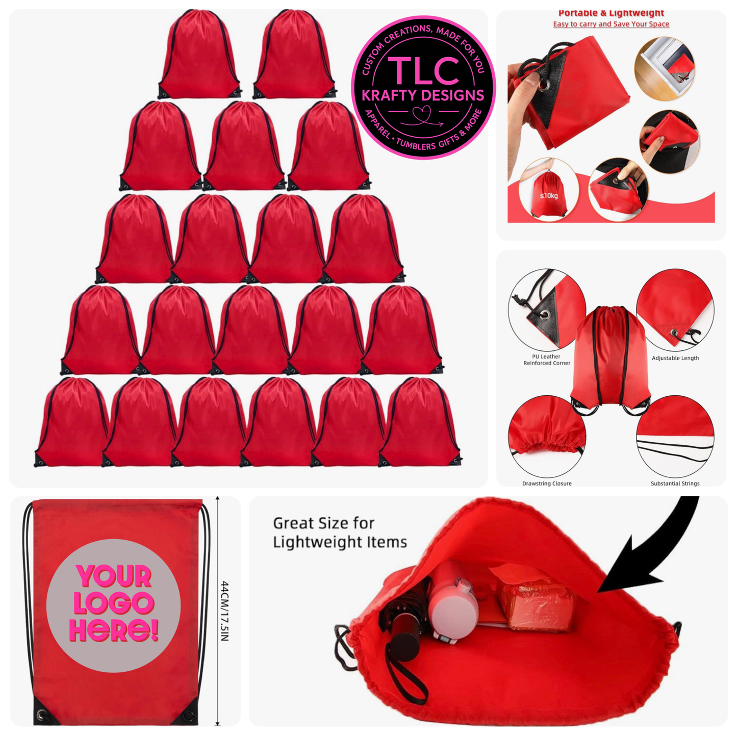 Custom Branded Drawstring Backpack : Lightweight Branded Bags - Personalized Business Swag