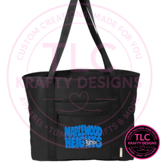 Maplewood Heights Panthers Pennant design on Port Authority C-FREE Recycled Tote in Deep Black