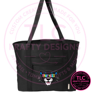 Maplewood Heights Panthers Sunglasses design on Port Authority C-FREE Recycled Tote in Deep Black