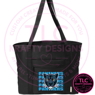 Maplewood Heights Panthers Stacked design on Port Authority C-FREE Recycled Tote in Deep Black
